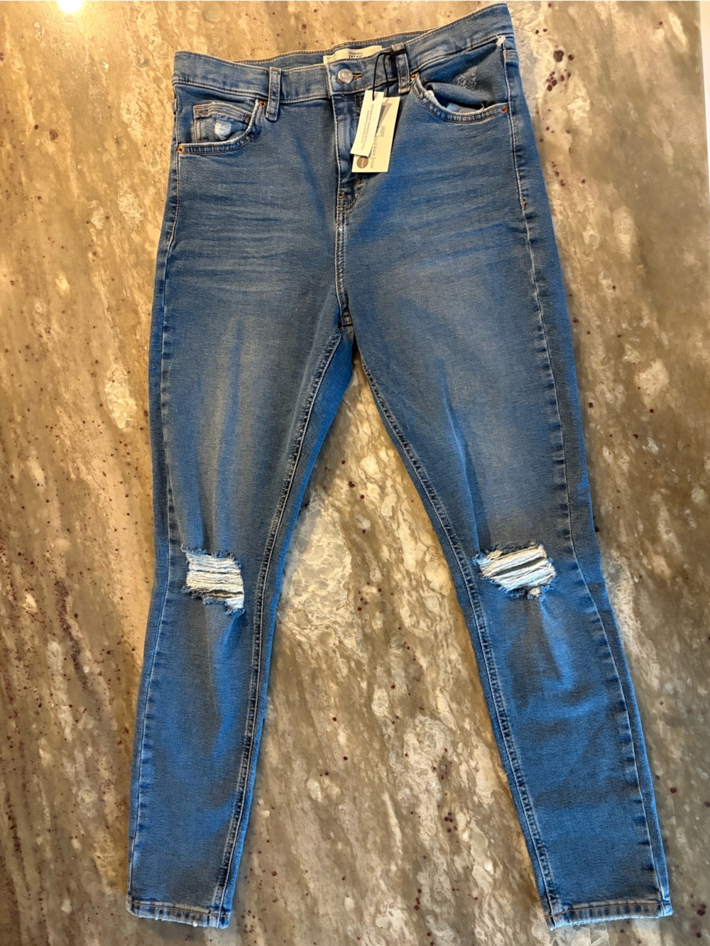 Topshop Light Blue Distressed Skinny Jeans
